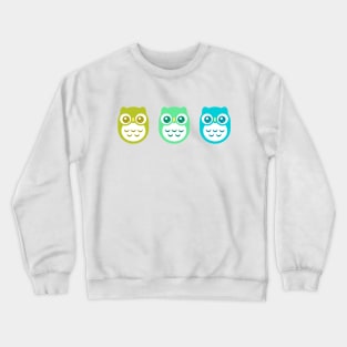 Green Aqua Blue Baby Owls Crewneck Sweatshirt